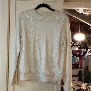 Equipment Femme Shane White Sequin Sweater